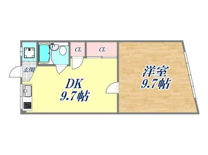 大箇ハイツ(1DK/2階)の間取り写真