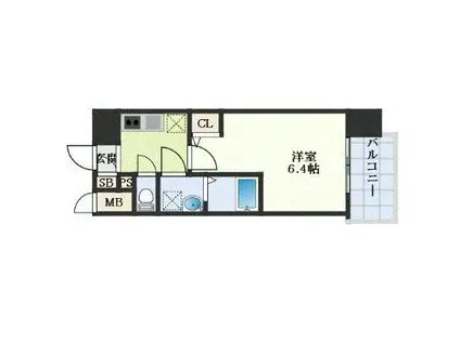 エスリード ザ・イーストレジデンス大阪城(1K/13階)の間取り写真