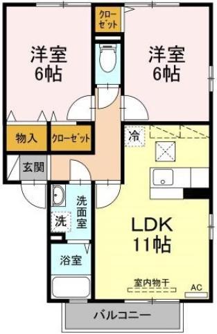 エーデルハイムI(2LDK/1階)の間取り写真