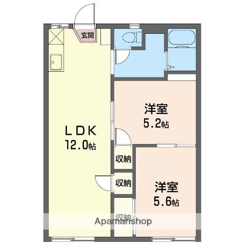 メゾンホワイトルーク(3DK/2階)の間取り写真