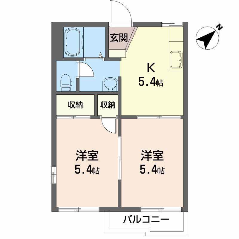 カサベリート(2K/2階)の間取り写真