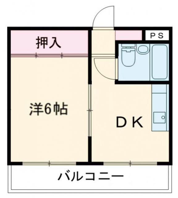 バンドーム大津和(1DK/4階)の間取り写真
