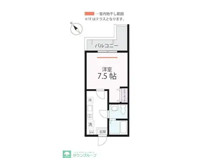 ハーミットクラブハウス弘明寺II(1K/1階)の間取り写真