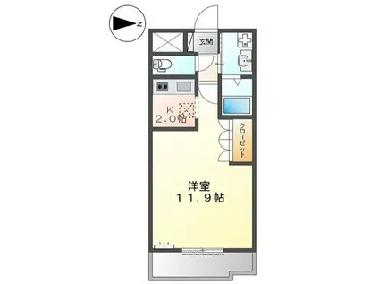 グランドール ヒメジ(1K/1階)の間取り写真