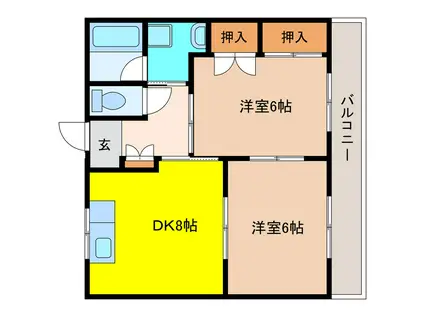 グレース犬山II(2DK/2階)の間取り写真