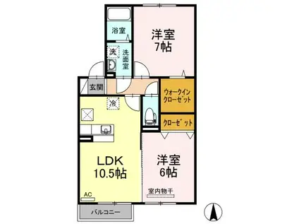 シャインポート屋島 G・H棟(2LDK/1階)の間取り写真