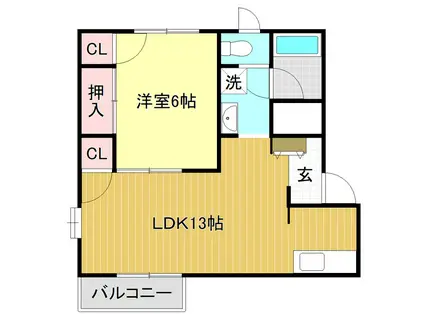 フレグランス関(1LDK/2階)の間取り写真