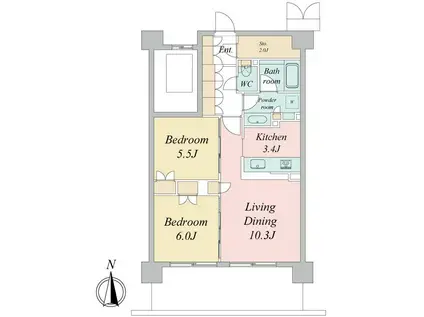 トラープランド蒼麗館(2LDK/6階)の間取り写真