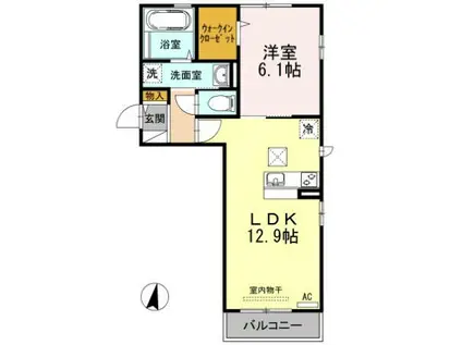 アンソレイエ(1LDK/1階)の間取り写真