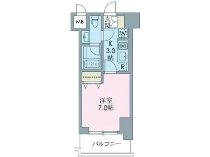 HF八王子レジデンス(1K/6階)の間取り写真