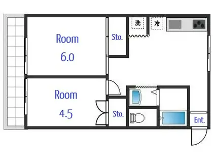 セントクレスト(2DK/2階)の間取り写真