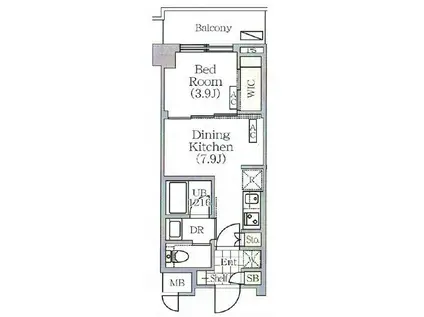 フロントプレイス飯田橋レジデンス(1DK/6階)の間取り写真