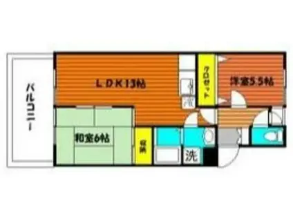 メゾン島田(2LDK/2階)の間取り写真