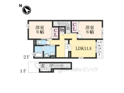 ソレイユ イズミⅠ(2LDK/2階)の間取り写真