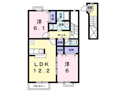 エルピーダMD棟(2LDK/2階)の間取り写真