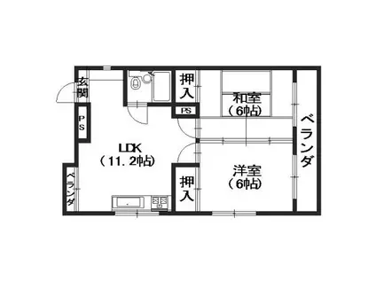 第1山下ビル(2LDK/2階)の間取り写真