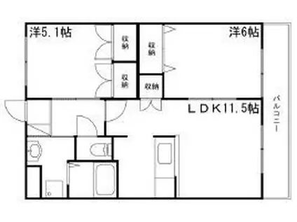 ライツェント パレス(2LDK/2階)の間取り写真