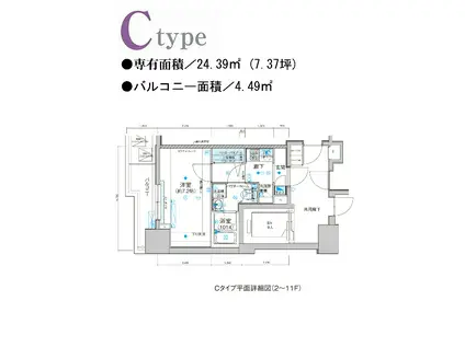 メインステージ住吉(1K/9階)の間取り写真