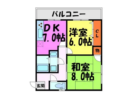 横田ハイツ(2DK/1階)の間取り写真