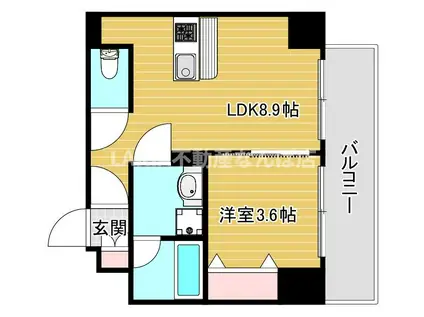 ブエナビスタ難波サウスタワー(1LDK/2階)の間取り写真