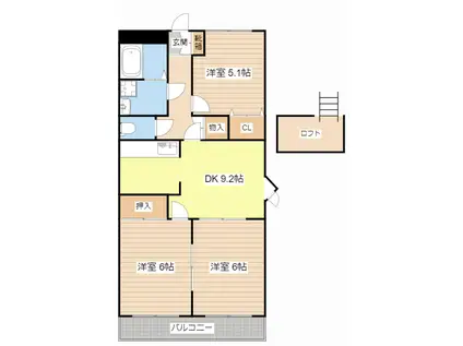 エルブライト(3DK/2階)の間取り写真