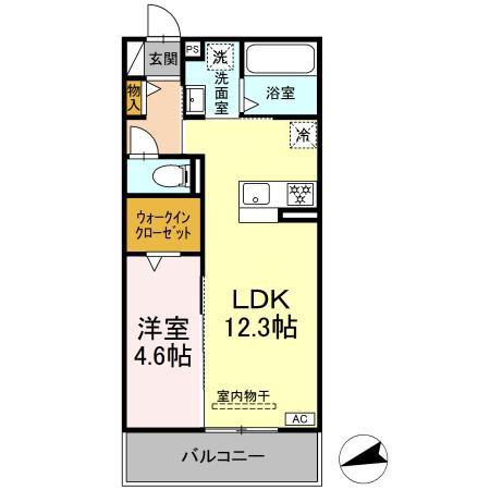 D-HILLS佐藤III(1LDK/3階)の間取り写真
