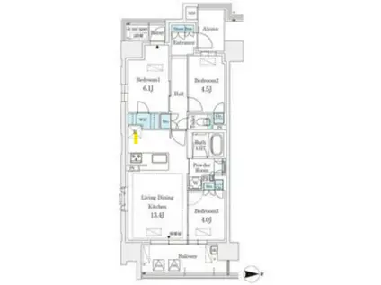 GRANPASEO丸の内(3LDK/2階)の間取り写真