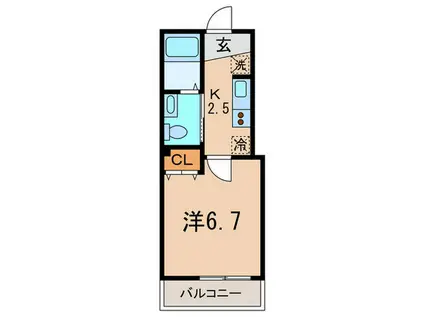 プリモレガーロ(1K/2階)の間取り写真