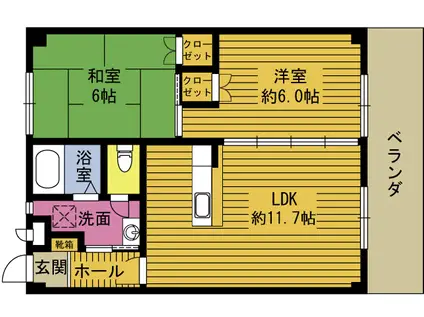 森ノ木グランドハイツ(2LDK/2階)の間取り写真