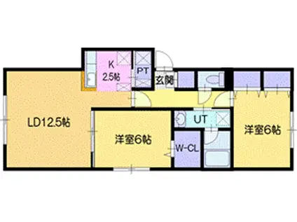 ラ・シュエット上江別西町(2LDK/1階)の間取り写真
