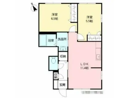 シトラスコート門司港 B棟(2LDK/1階)の間取り写真