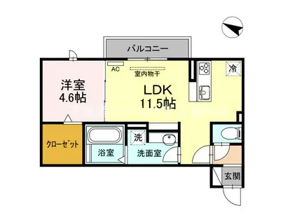 NOBLE 駅前通(1LDK/2階)の間取り写真
