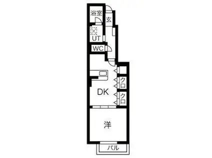 マリナージュ(1DK/1階)の間取り写真