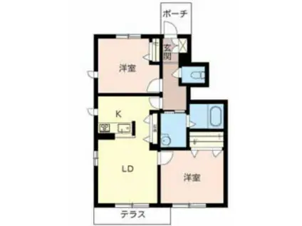 カーザ ボニータB棟(2LDK/1階)の間取り写真