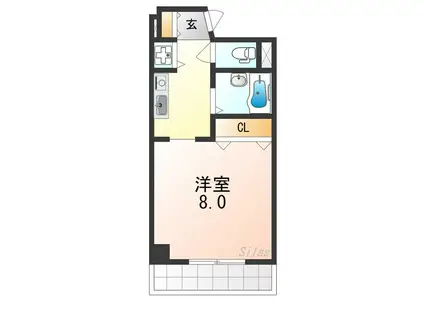 シャルル泉大津(ワンルーム/2階)の間取り写真