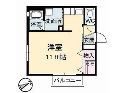 グリーンビューMJA棟(ワンルーム/2階)の間取り写真