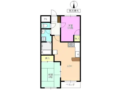 メゾン21篠井原B棟(2LDK/2階)の間取り写真