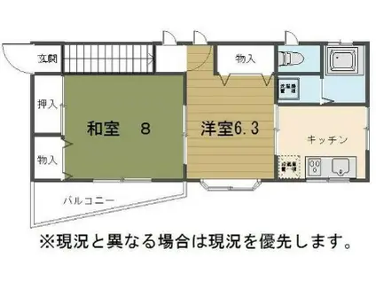 ジュンハイツ幸町(2K/2階)の間取り写真