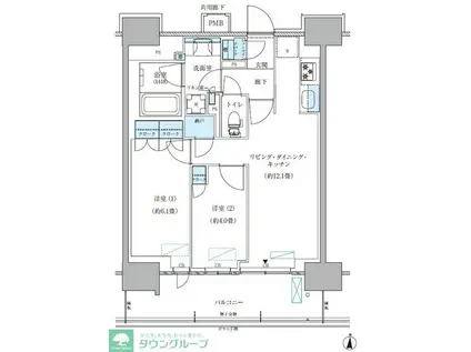 パークアクシス西大島コンフォートスクエア(2LDK/13階)の間取り写真