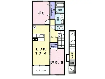 ヌーベルバーグB(2LDK/2階)の間取り写真