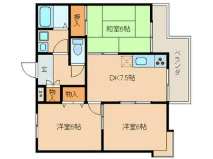 エクセル苗代(3DK/2階)の間取り写真