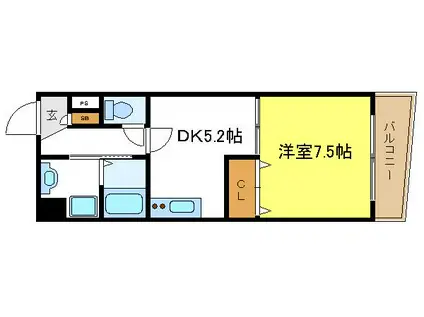 オズレジデンス花園(1DK/4階)の間取り写真