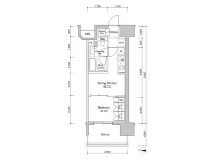 ザ・パークハビオ新栄(1DK/5階)の間取り写真