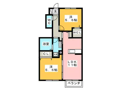 ミラベル(2LDK/1階)の間取り写真