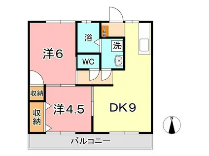 グランアムールもず I(2DK/2階)の間取り写真