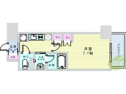 ザ・パークハビオ江坂公園(1K/4階)の間取り写真