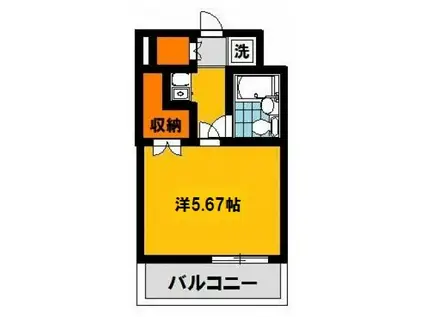 エトワール宇都宮第3(1K/2階)の間取り写真