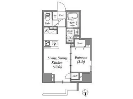 コスモグラシア浅草(1LDK/14階)の間取り写真