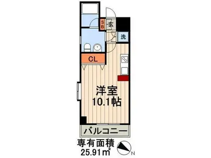 ルクレ森下レジデンス(ワンルーム/10階)の間取り写真