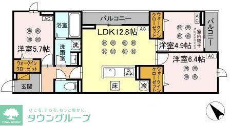 D-KISARIA WI(3LDK/1階)の間取り写真